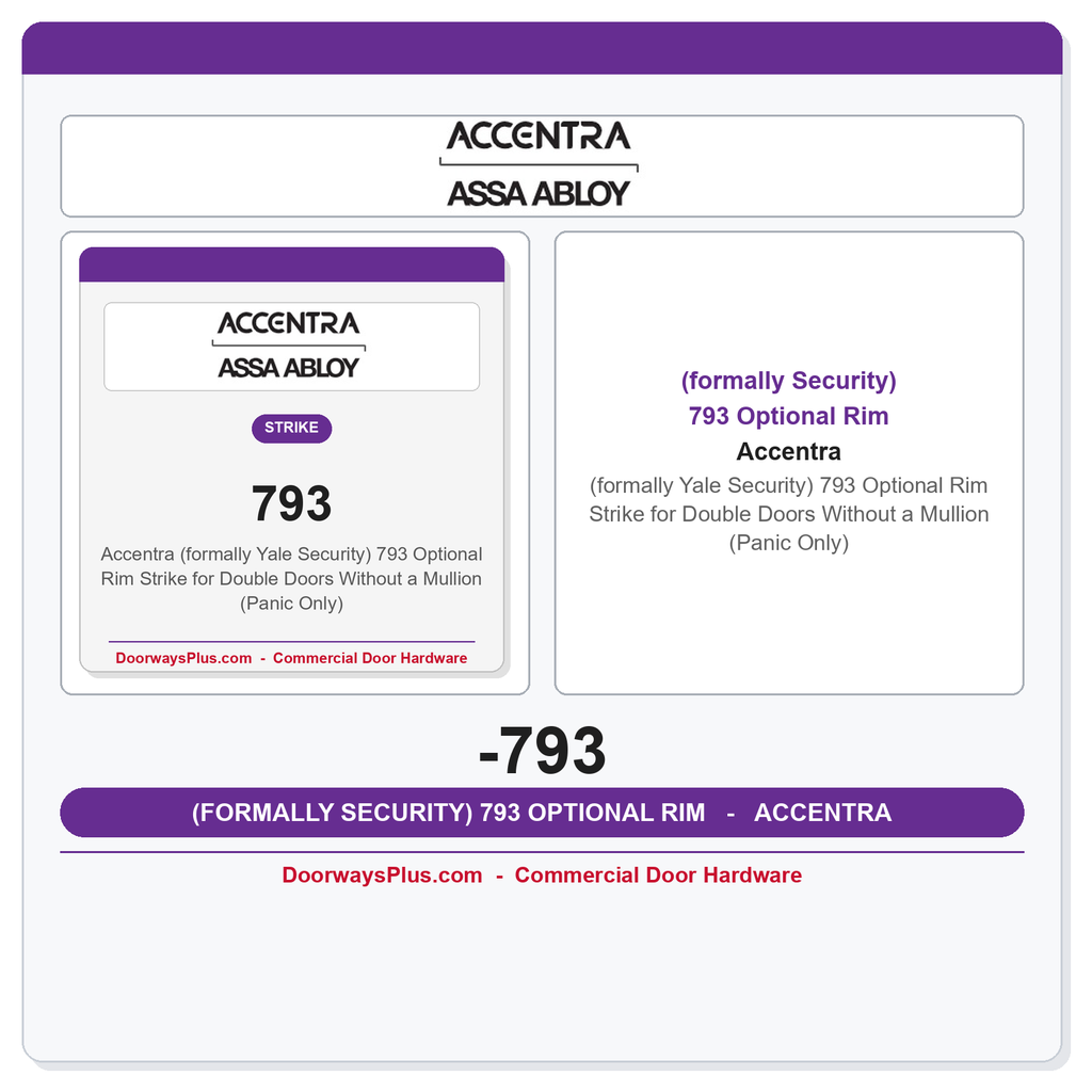 Accentra (formally Yale Security) 793 Optional Rim Strike for Double Doors Without a Mullion (Panic Only)
