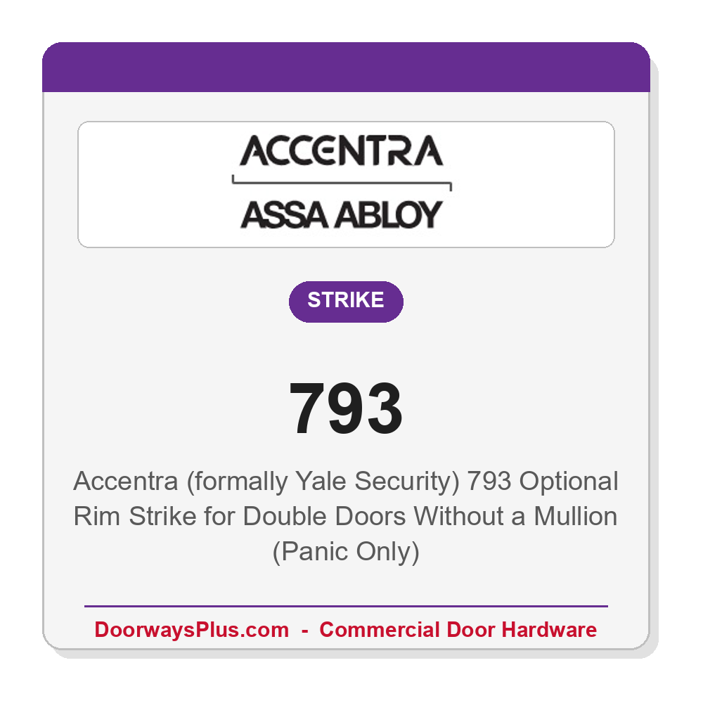 Accentra (formally Yale Security) 793 Optional Rim Strike for Double Doors Without a Mullion (Panic Only)