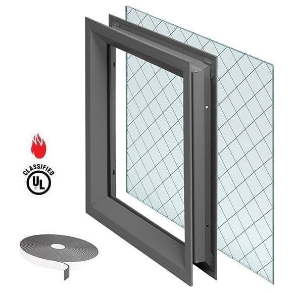 NGP L-FRA100 Fire Rated Steel Door Window Lite Kit – Diamond Wire Glass, 1-3/4" Door