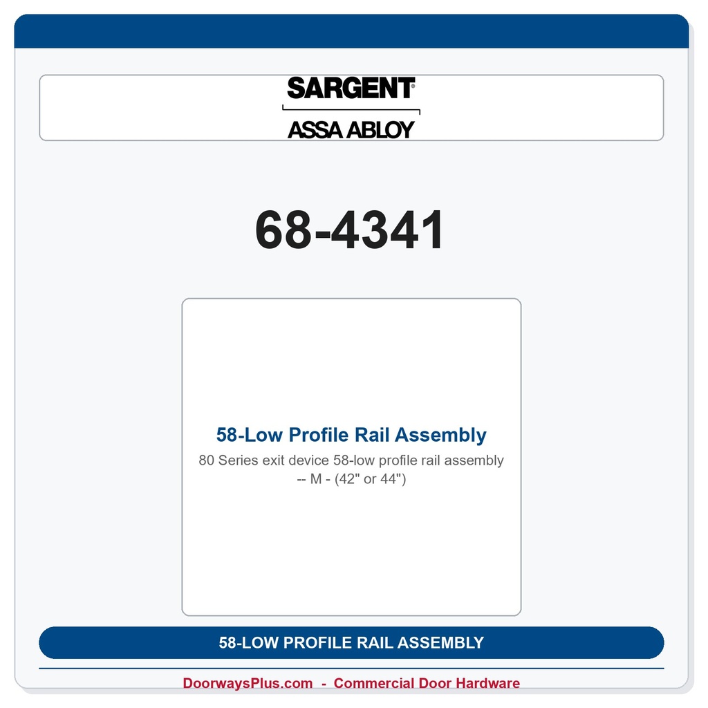 Sargent 68-4341 58-Low Profile Rail Assembly - M - (42" or 44")