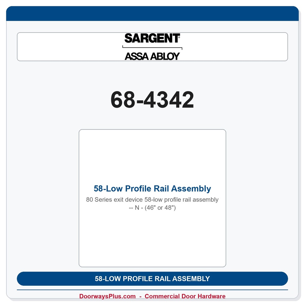 Sargent 68-4342 58-Low Profile Rail Assembly - N - (46" or 48")