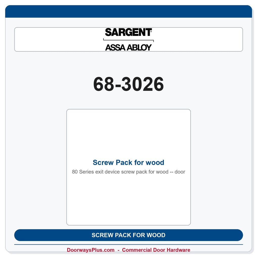 Sargent 68-3026 Screw Pack for wood door