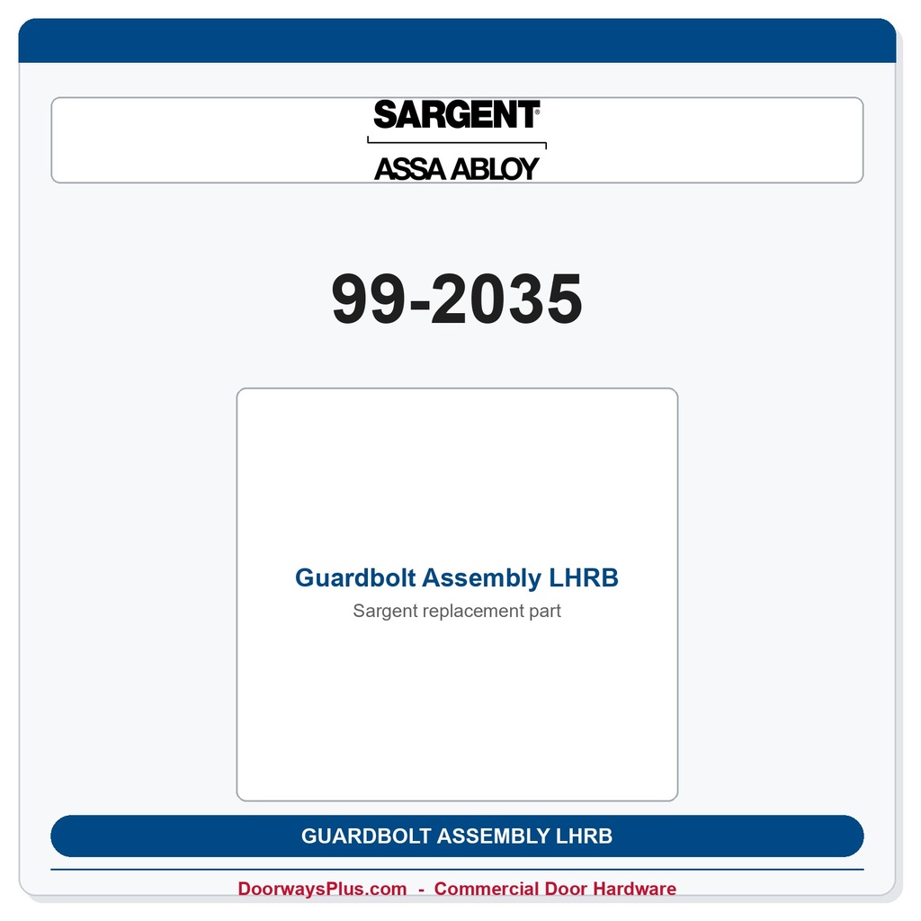 Sargent 99-2035 Guardbolt Assembly LHRB