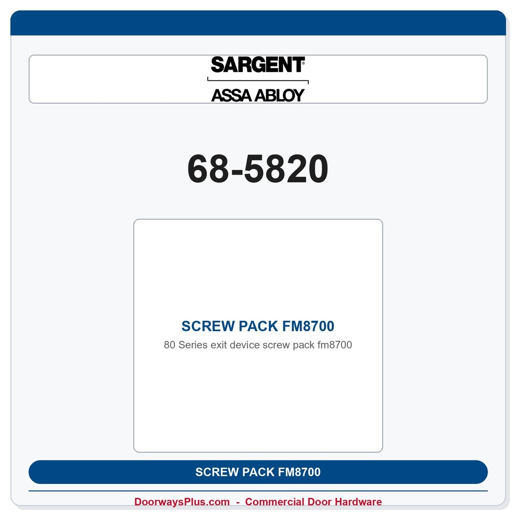 Sargent 68-5820 SCREW PACK FM8700