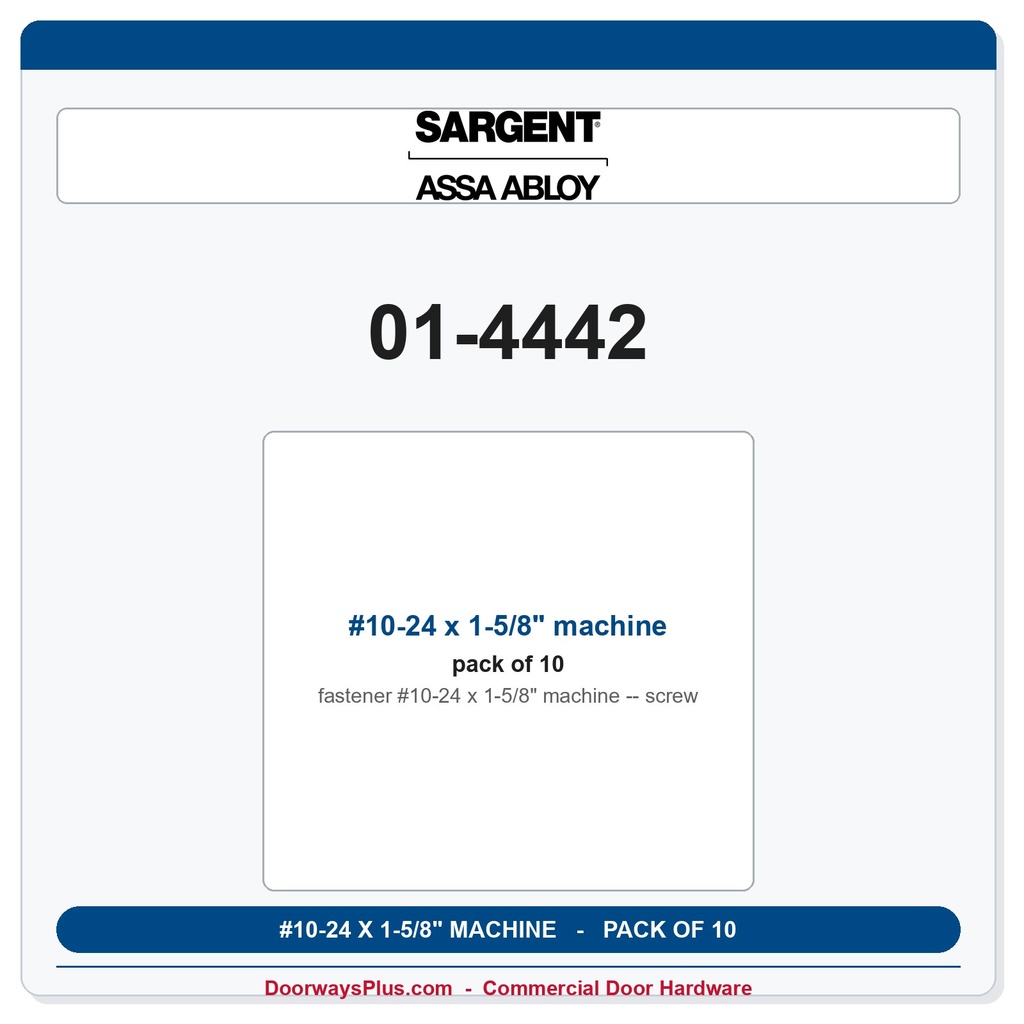 Sargent 01-4442 #10-24 x 1-5/8" machine screw - Pack of 10