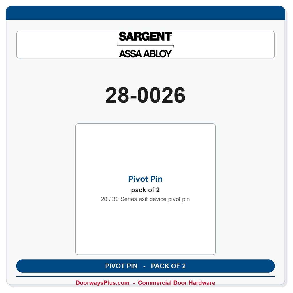 Sargent 28-0026 Pivot Pin - Pack of 2
