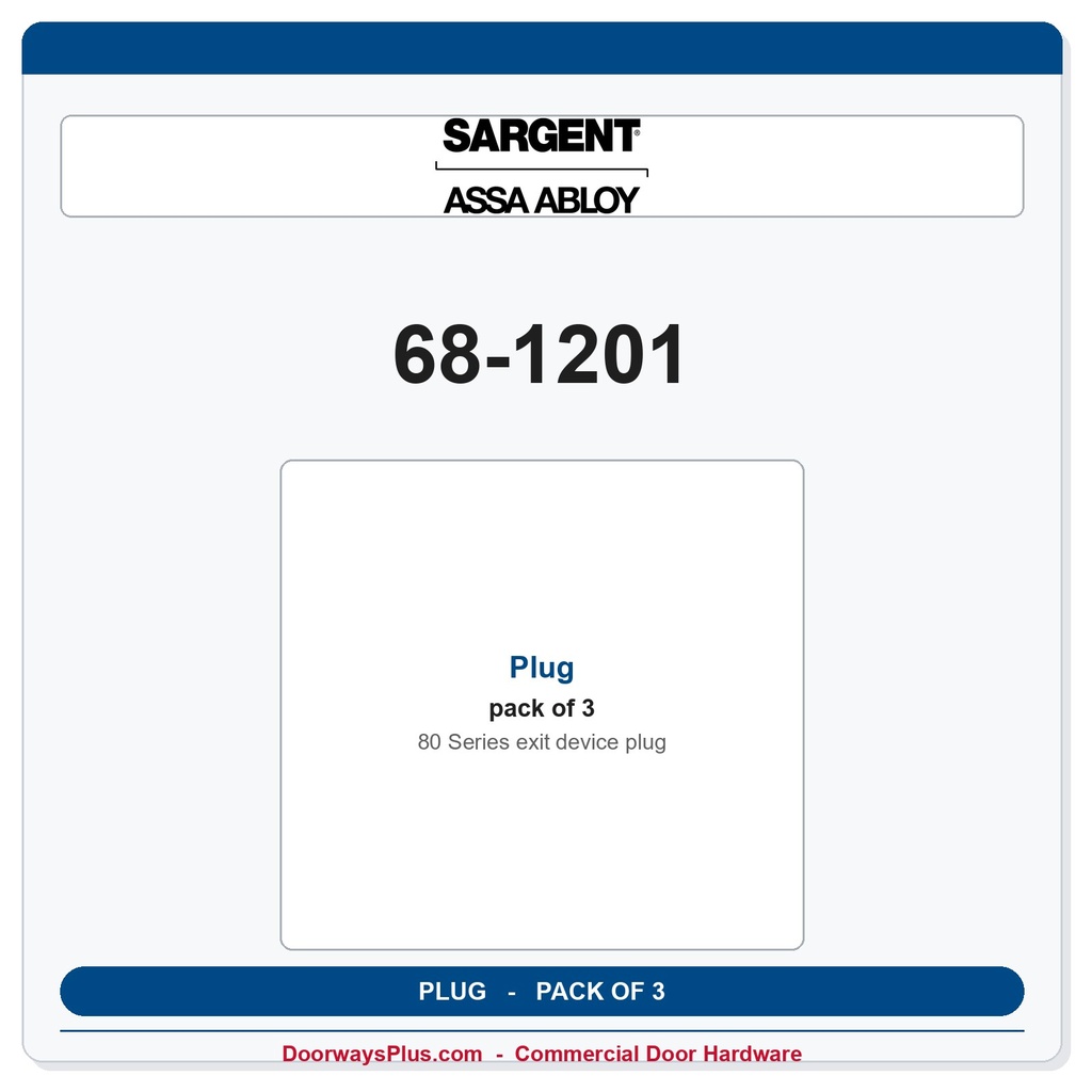 Sargent 68-1201 Plug - Pack of 3