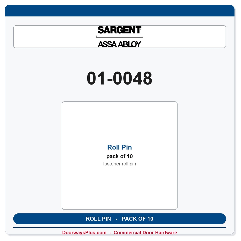 Sargent 01-0048 Roll Pin - Pack of 10