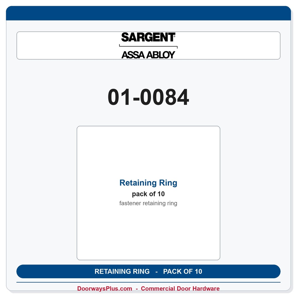 Sargent 01-0084 Retaining Ring - Pack of 10