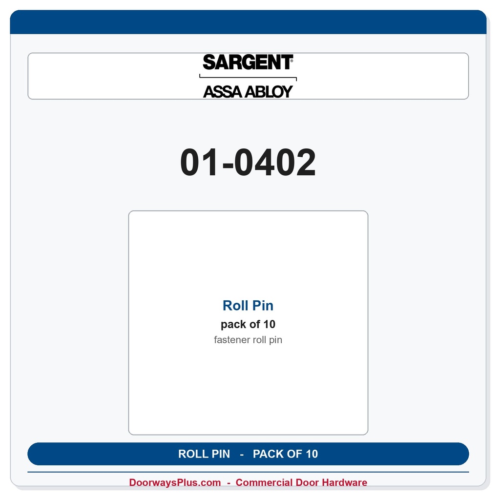 Sargent 01-0402 Roll Pin - Pack of 10