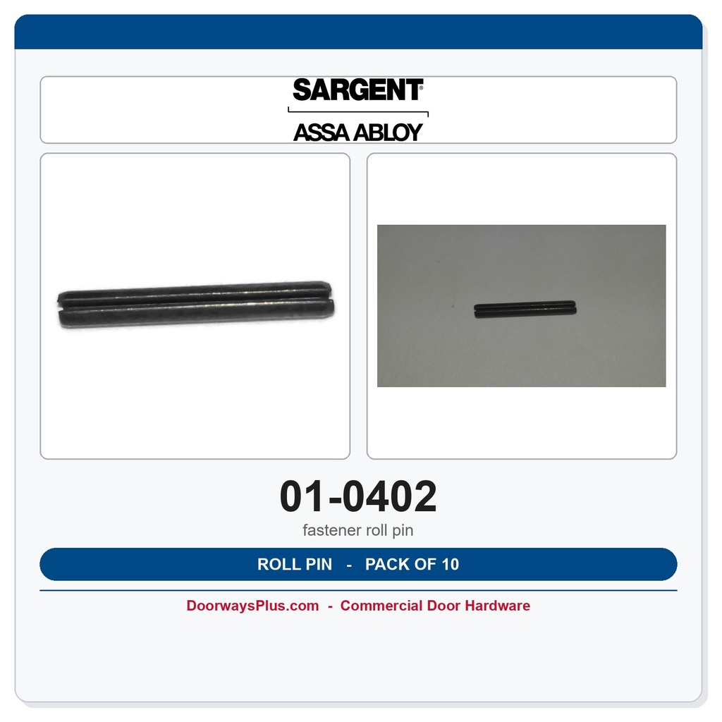 Sargent 01-0402 Roll Pin - Pack of 10