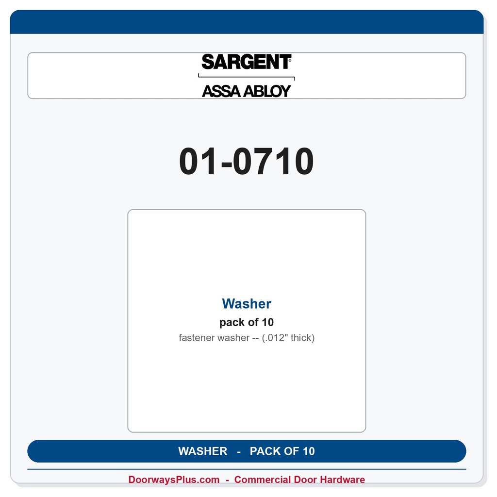 Sargent 01-0710 Washer (.012" thick) - Pack of 10