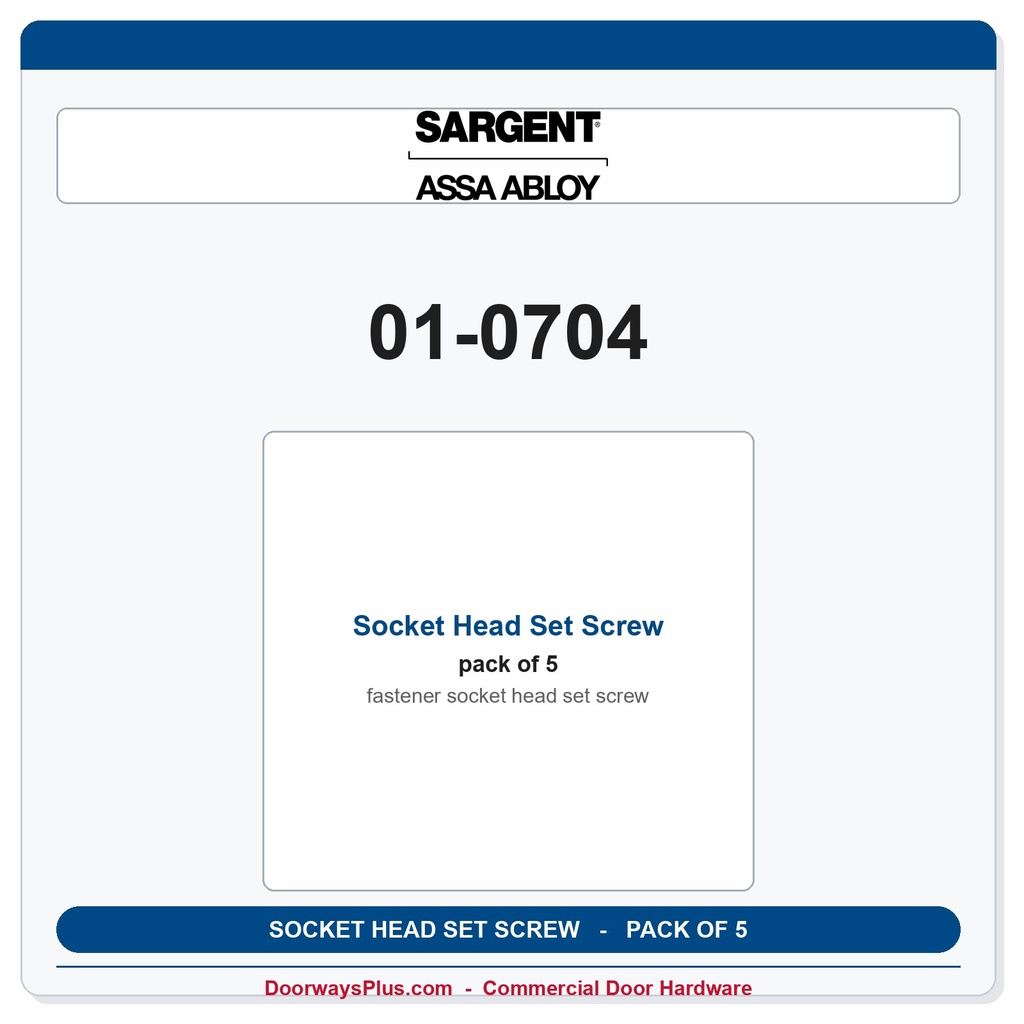 Sargent 01-0704 Socket Head Set Screw - Pack of 5