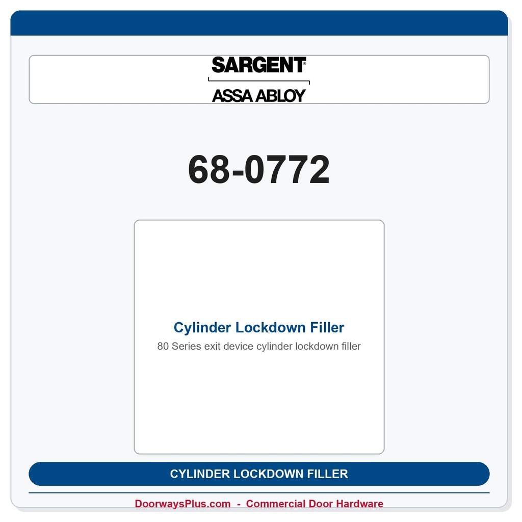 Sargent 68-0772 Cylinder Lockdown Filler