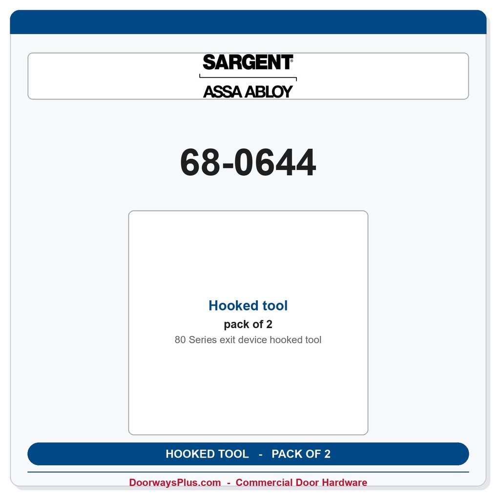 Sargent 68-0644 Hooked tool - Pack of 2