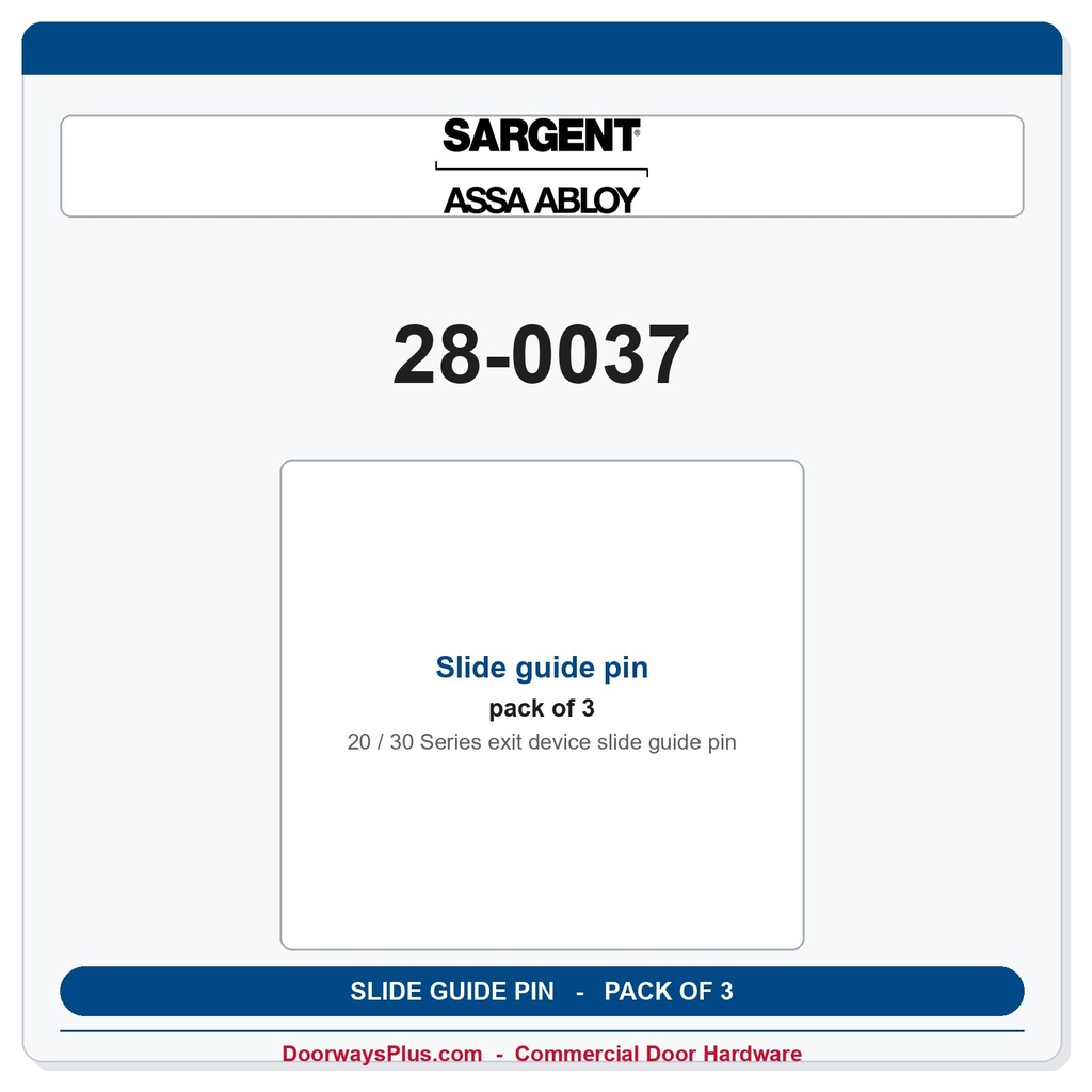 Sargent 28-0037 Slide guide pin - Pack of 3