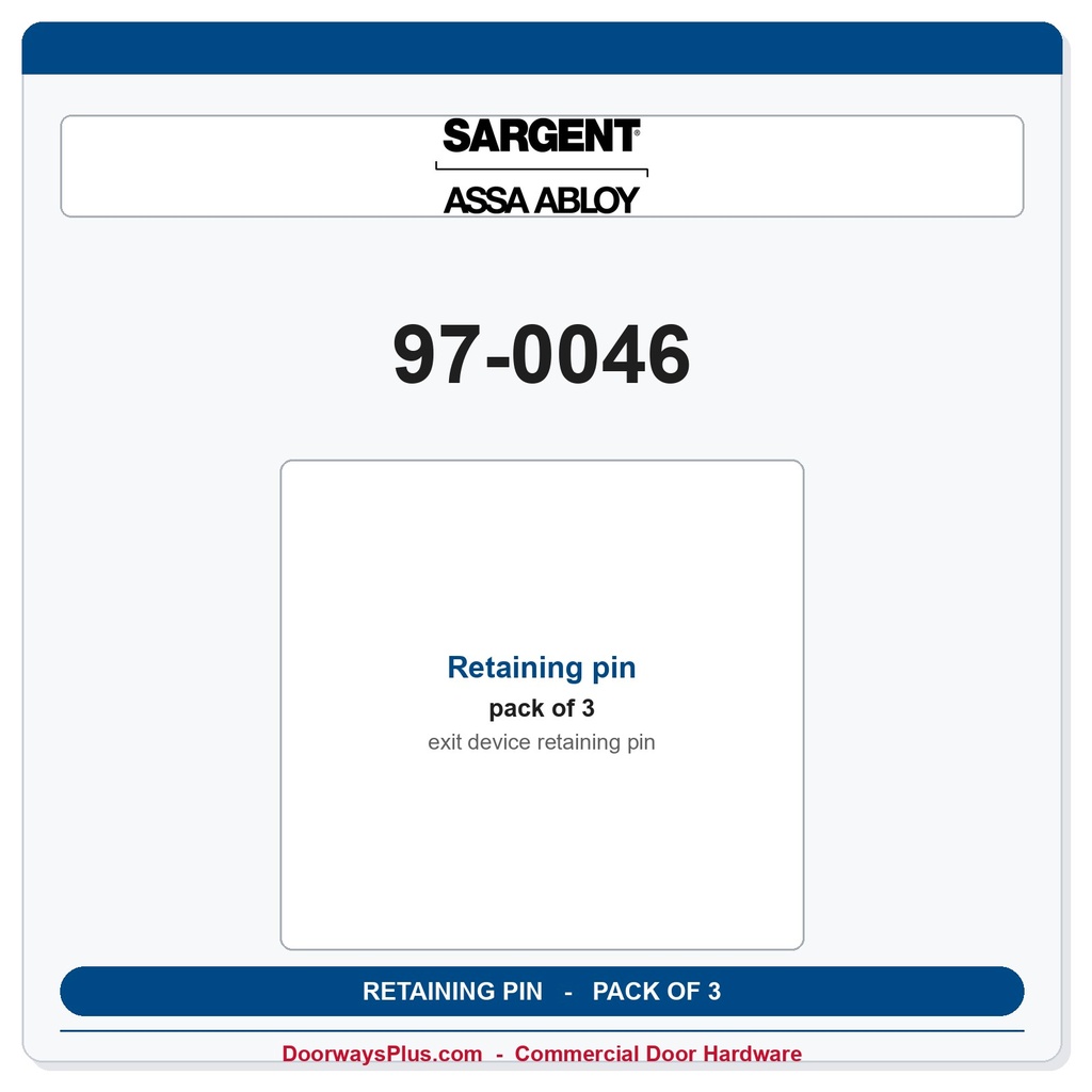 Sargent 97-0046 Retaining pin - Pack of 3