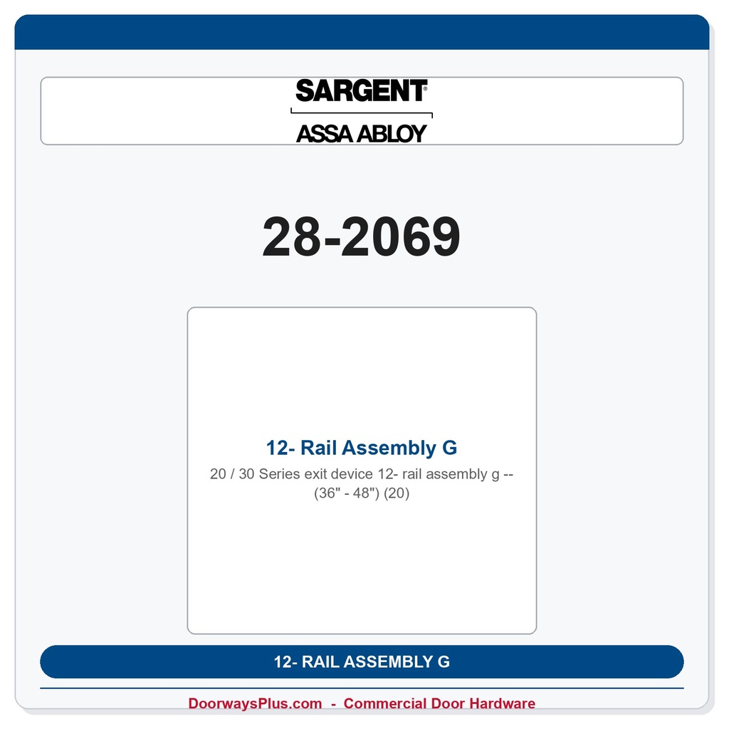 Sargent 28-2069 12- Rail Assembly G (36" - 48") (20)