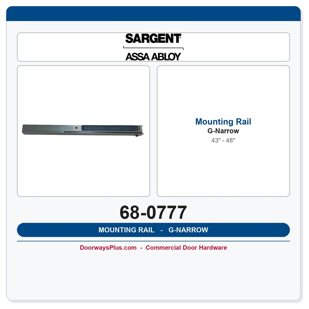 Sargent 68-0777 Mounting Rail G-narrow