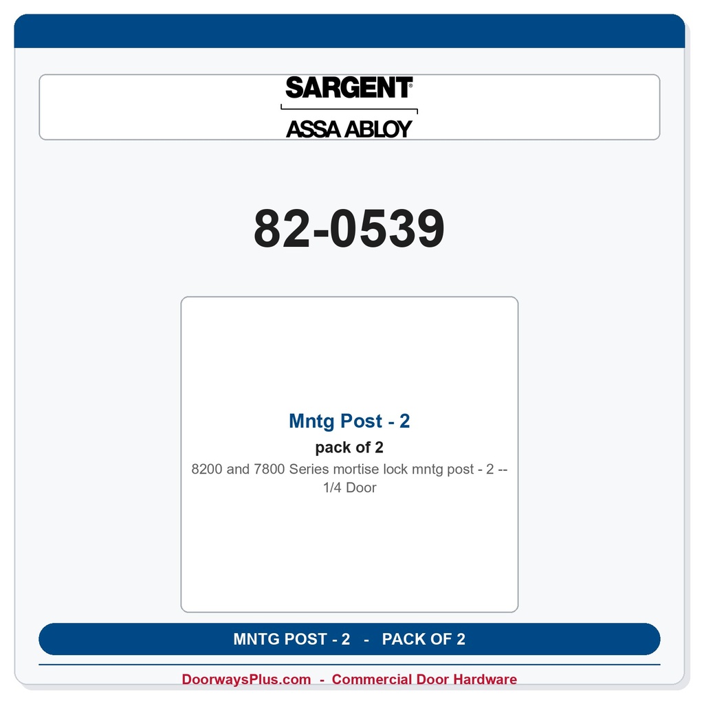 Sargent 82-0539 Mntg Post - 2 1/4 Door - Pack of 2