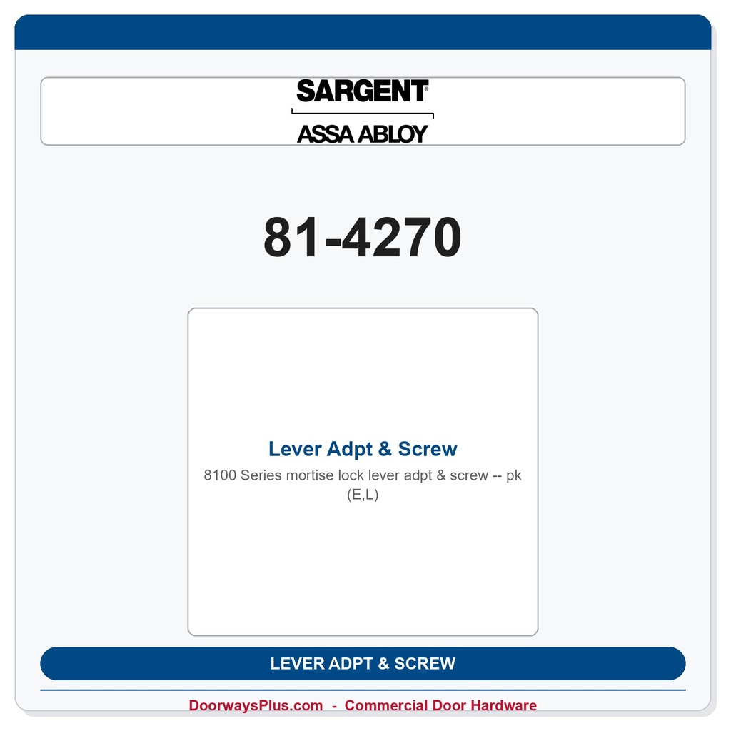Sargent 81-4270 Lever Adpt & Screw pk (E,L)