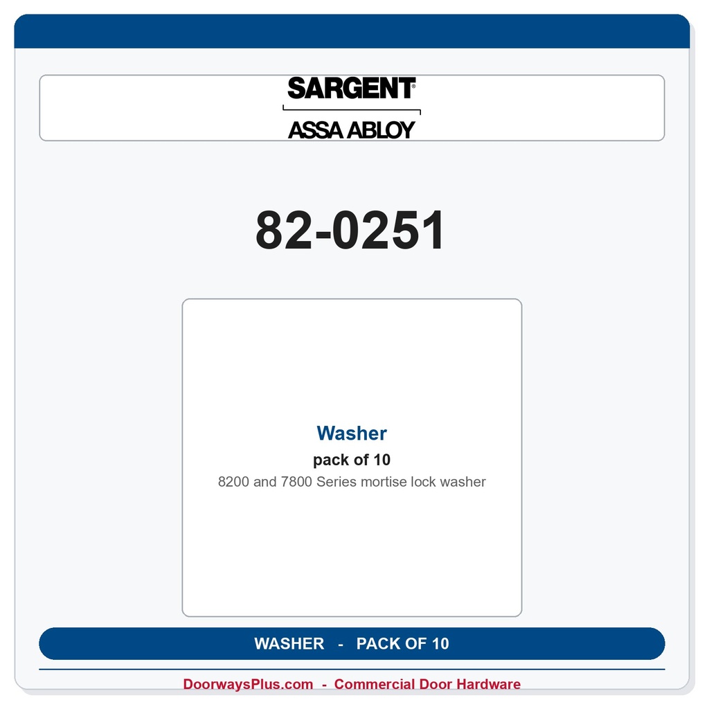 Sargent 82-0251 Washer - Pack of 10