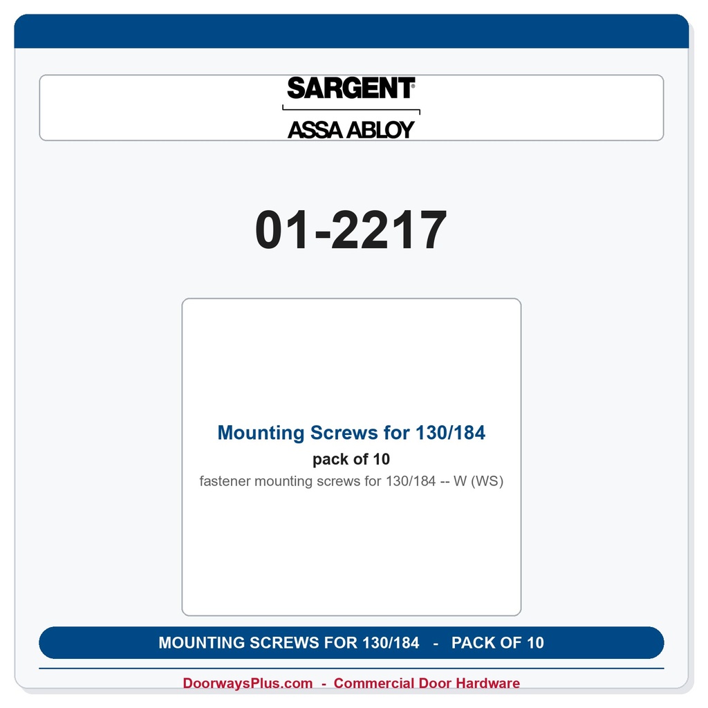 Sargent 01-2217 Mounting Screws for 130/184 W (WS) - Pack of 10