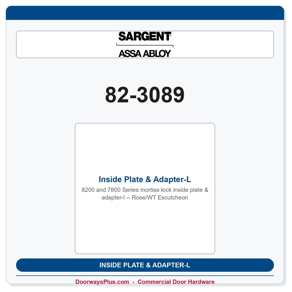Sargent 82-3089 Inside Plate & Adapter-L Rose/WT Escutcheon