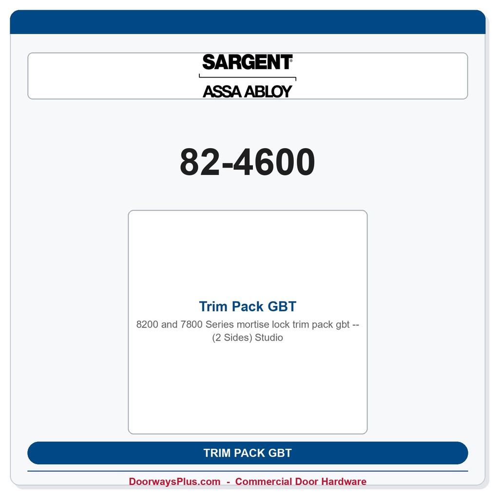 Sargent 82-4600 Trim Pack GBT (2 Sides) Studio