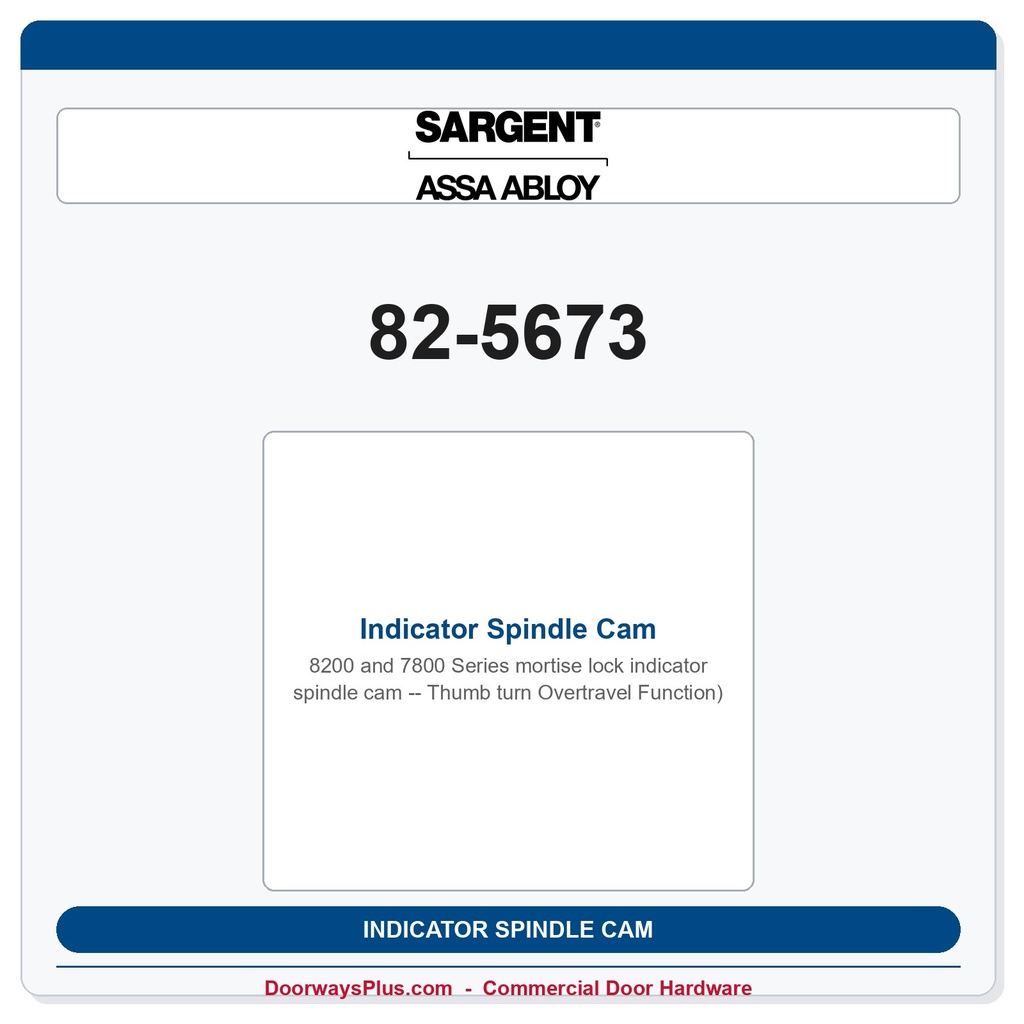 Sargent 82-5673 Indicator Spindle Cam - Thumb turn Overtravel Function)