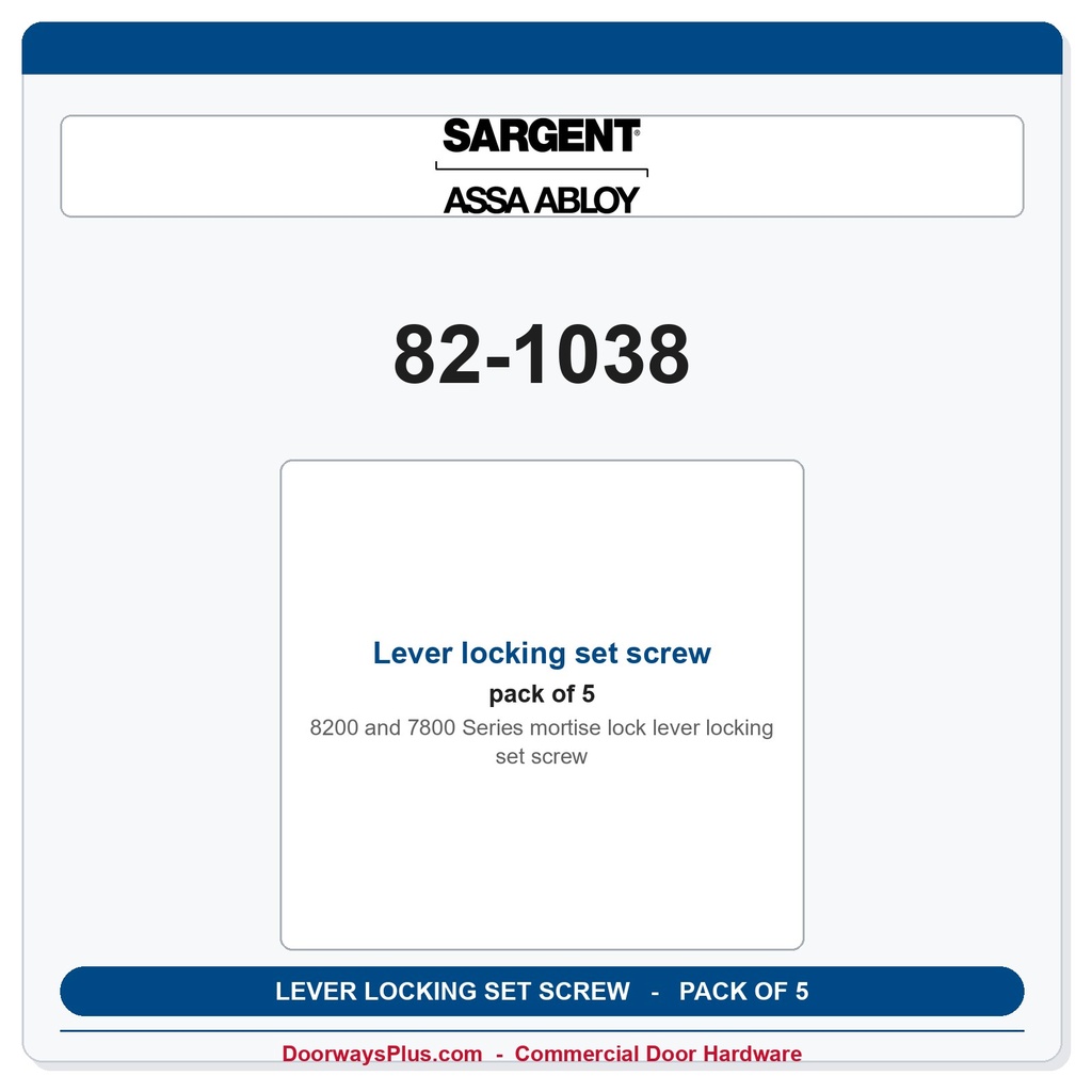Sargent 82-1038 Lever locking set screw - Pack of 5