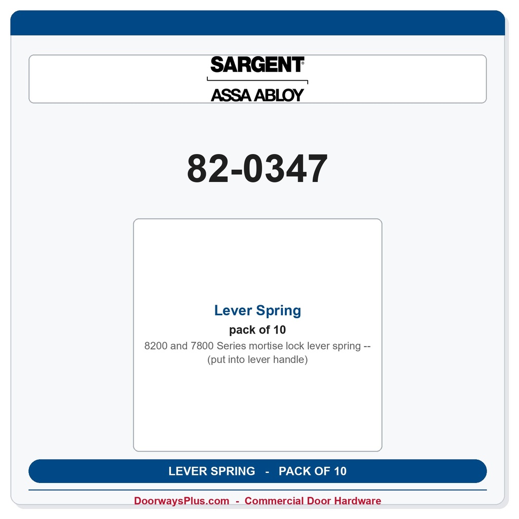 Sargent 82-0347 Lever Spring (put into lever handle) - Pack of 10