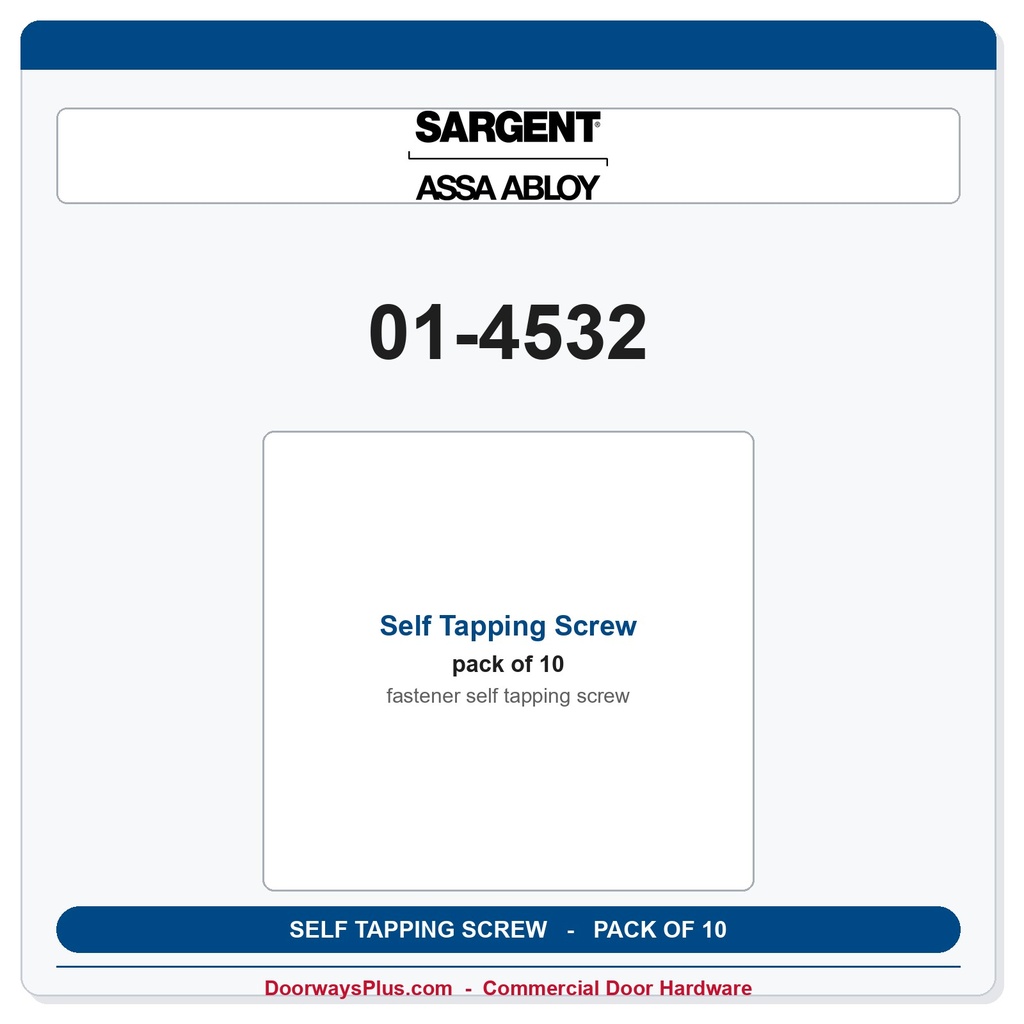 Sargent 01-4532 Self Tapping Screw - Pack of 10