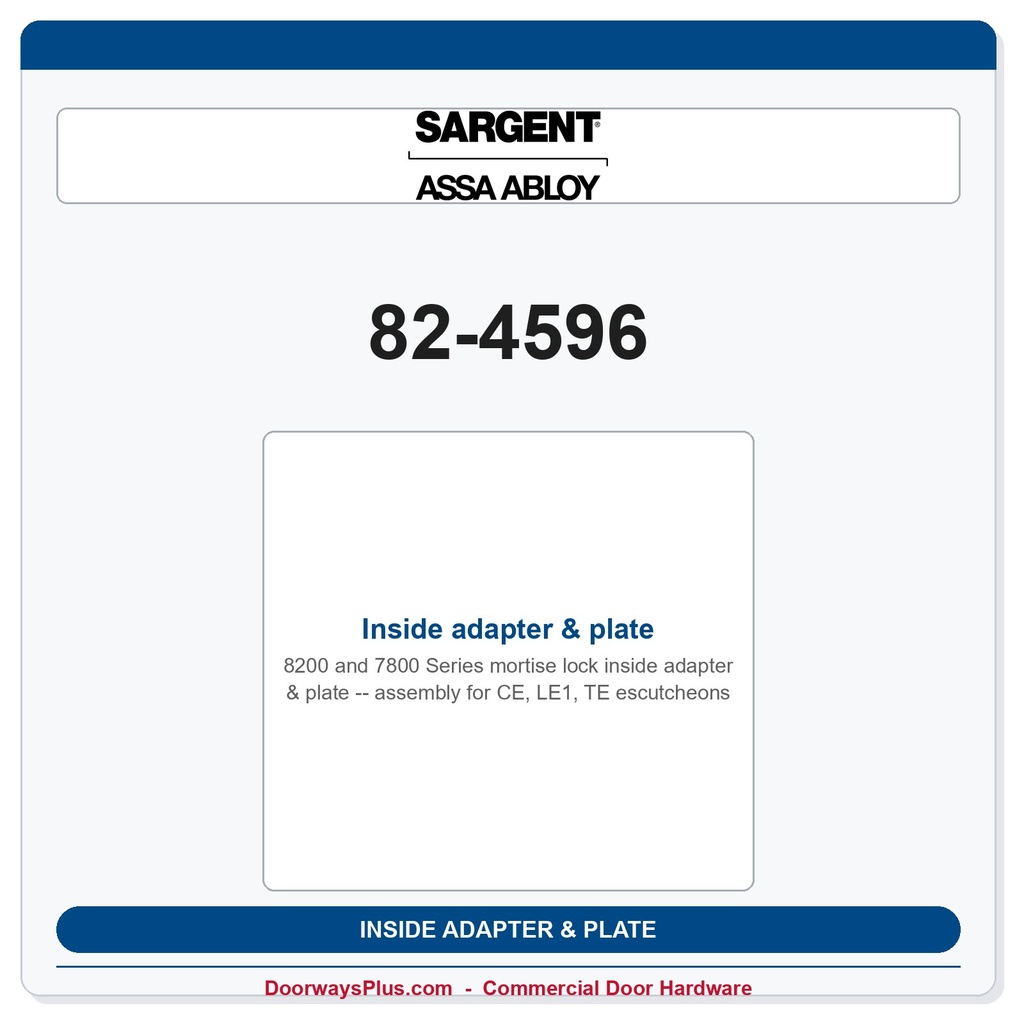 Sargent 82-4596 Inside adapter & plate assembly for CE, LE1, TE escutcheons