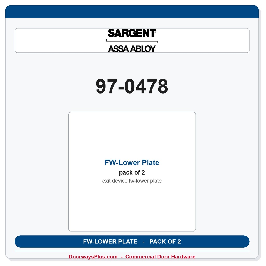 Sargent 97-0478 FW-Lower Plate - Pack of 2