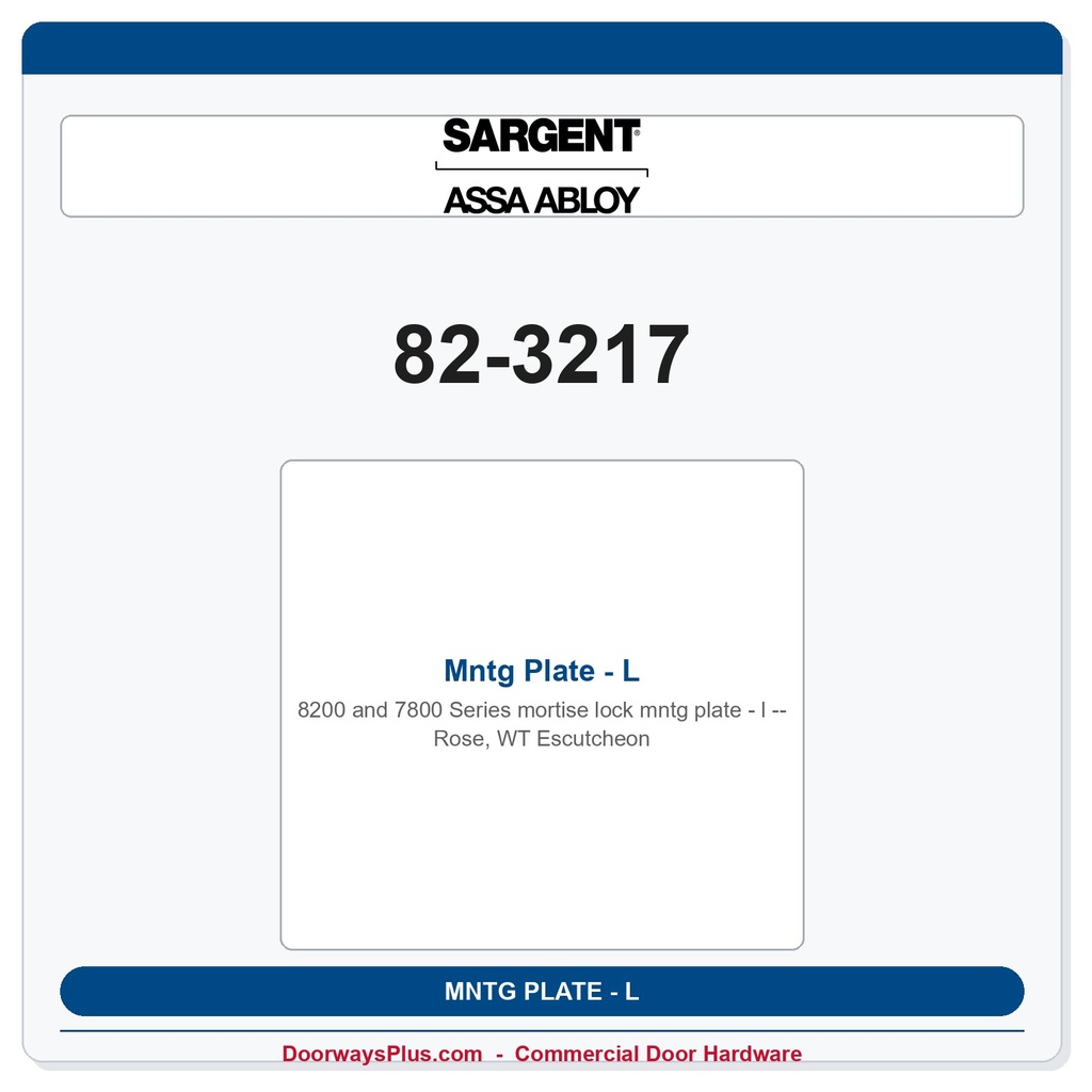 Sargent 82-3217 Mntg Plate - L Rose, WT Escutcheon