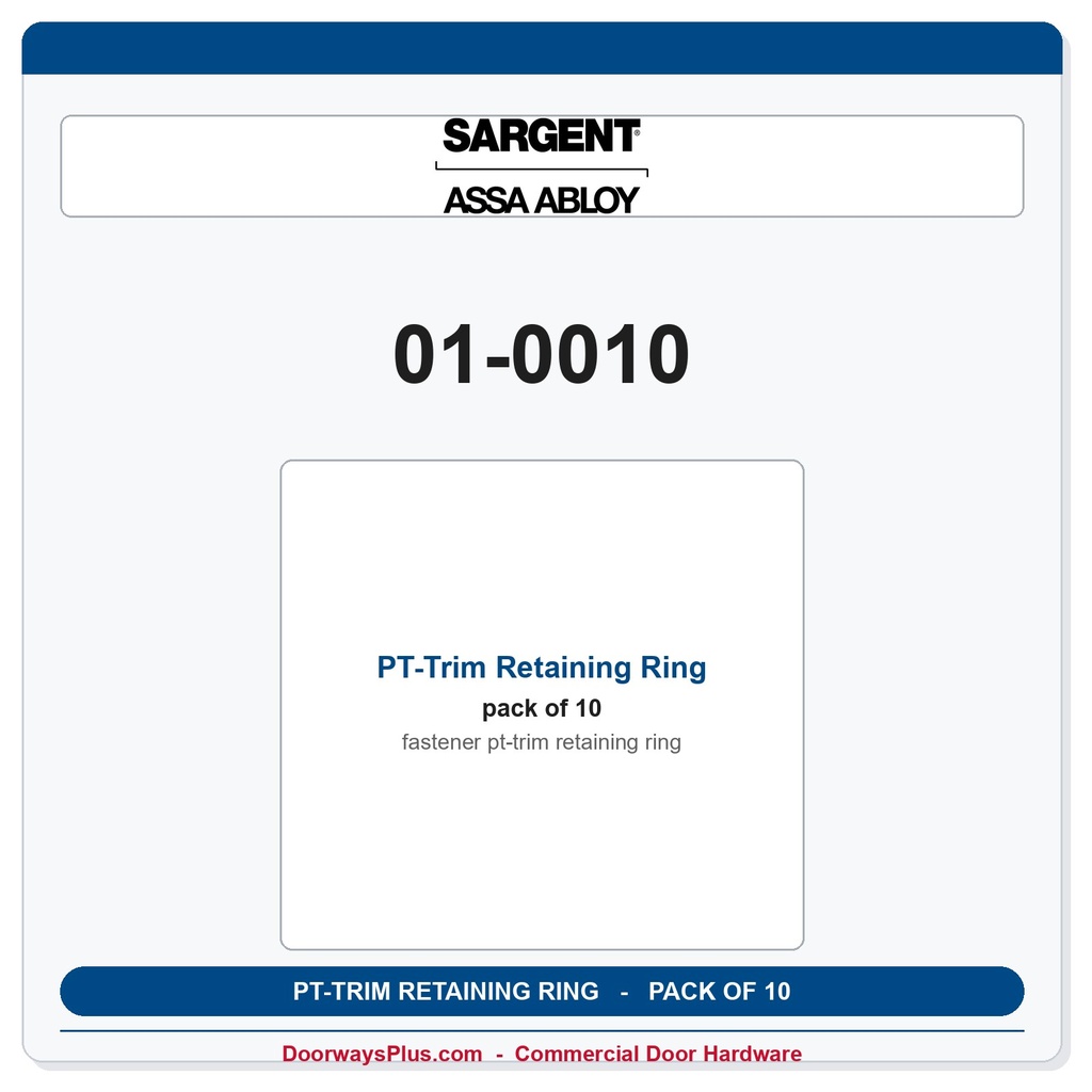 Sargent 01-0010 PT-Trim Retaining Ring - Pack of 10