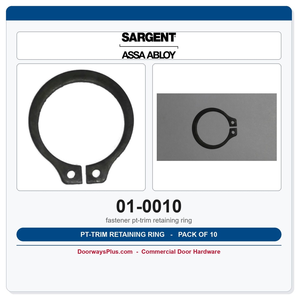 Sargent 01-0010 PT-Trim Retaining Ring - Pack of 10