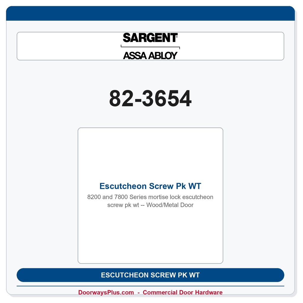 Sargent 82-3654 Escutcheon Screw Pk WT - Wood/Metal Door