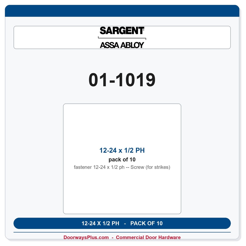 Sargent 01-1019 12-24 x 1/2 PH Screw (for strikes) - Pack of 10