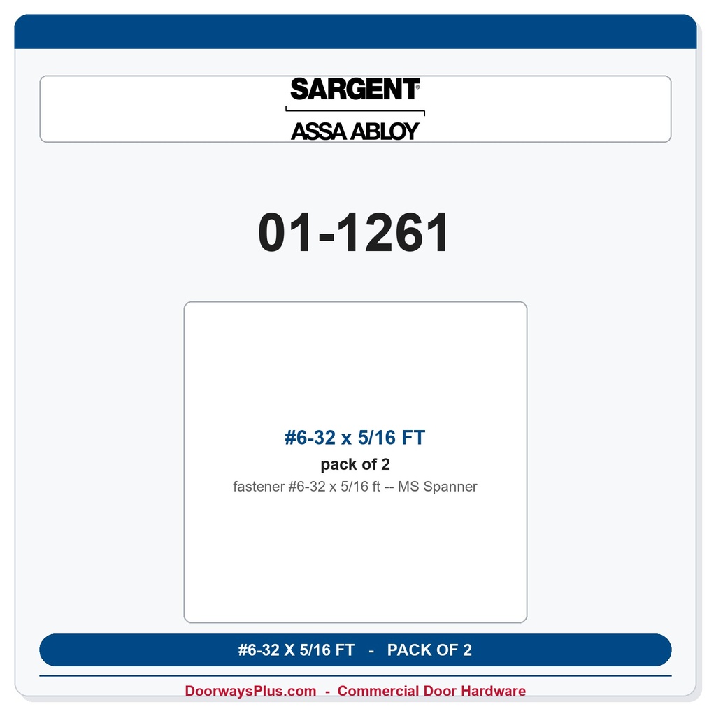 Sargent 01-1261 #6-32 x 5/16 FT MS Spanner - Pack of 2