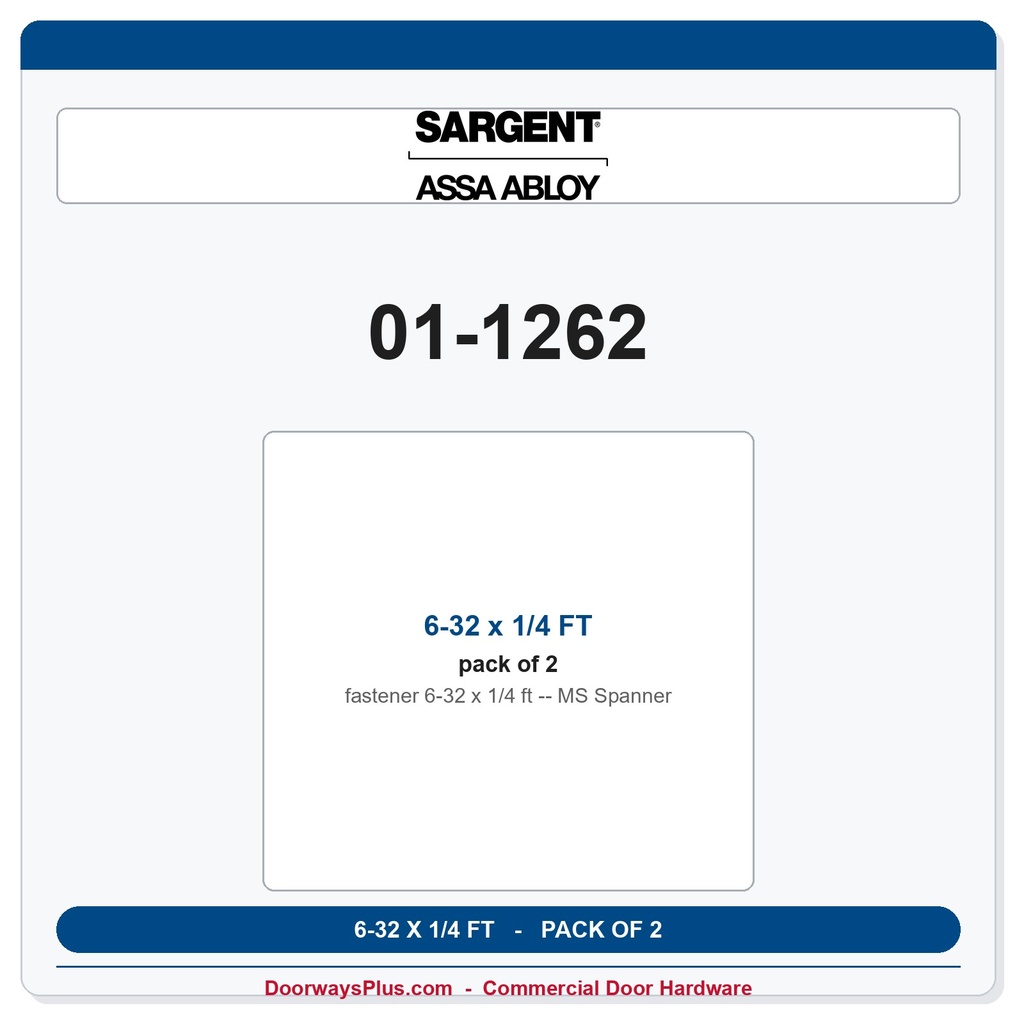 Sargent 01-1262 6-32 x 1/4 FT MS Spanner - Pack of 2