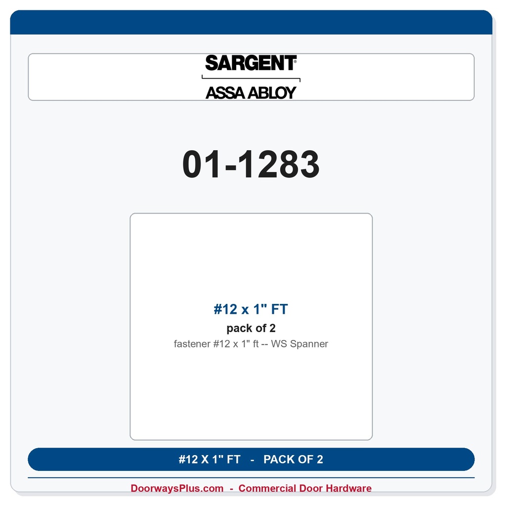 Sargent 01-1283 #12 x 1" FT WS Spanner - Pack of 2