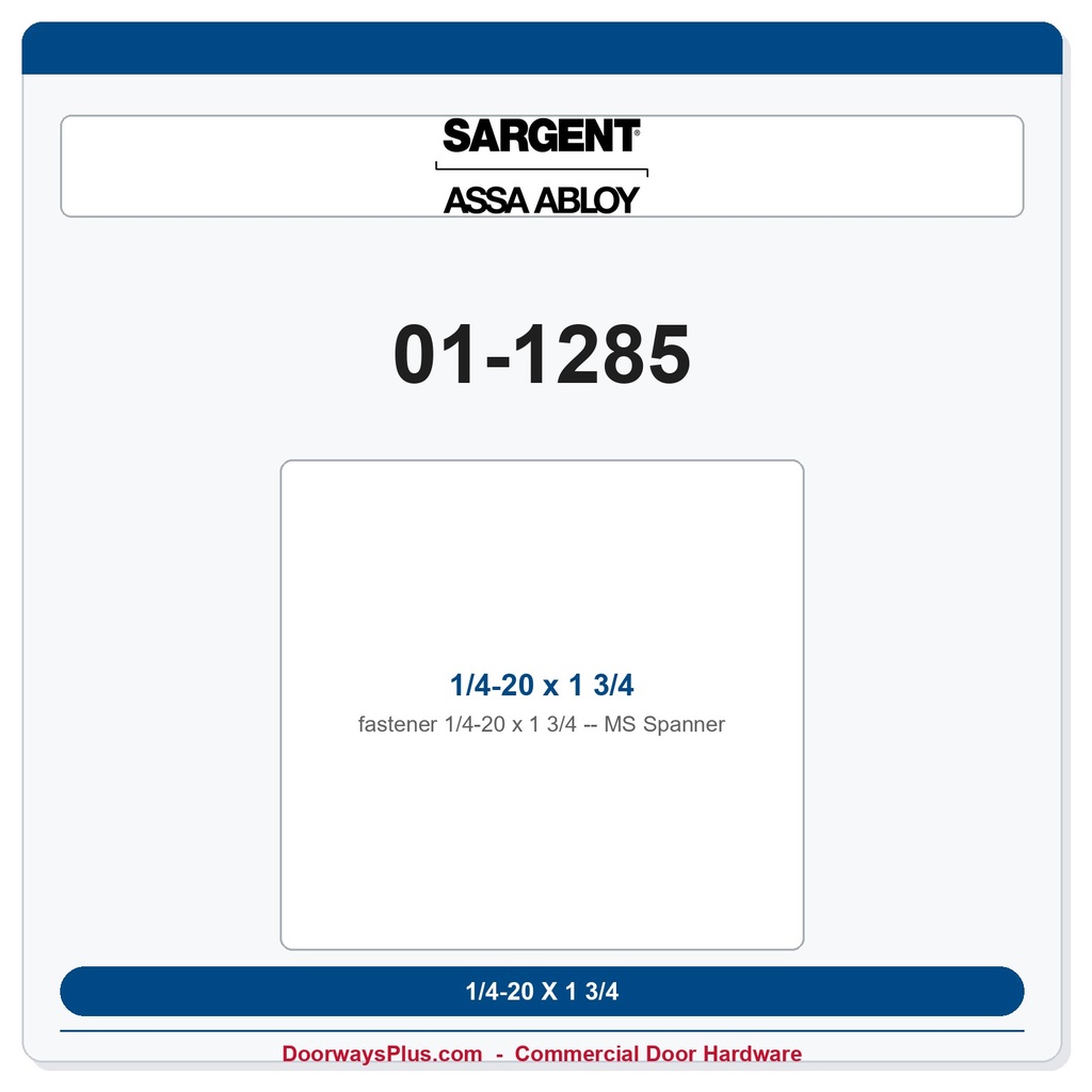Sargent 01-1285 1/4-20 x 1 3/4 MS Spanner
