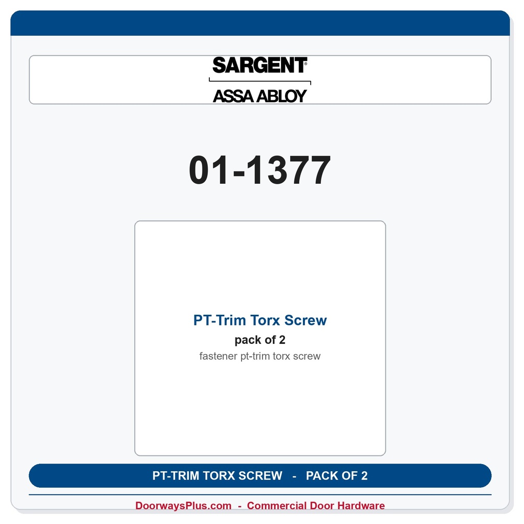 Sargent 01-1377 PT-Trim Torx Screw - Pack of 2