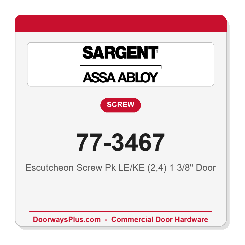 Sargent 77-3467 Escutcheon Screw Pk LE/KE (2,4) 1 3/8" Door