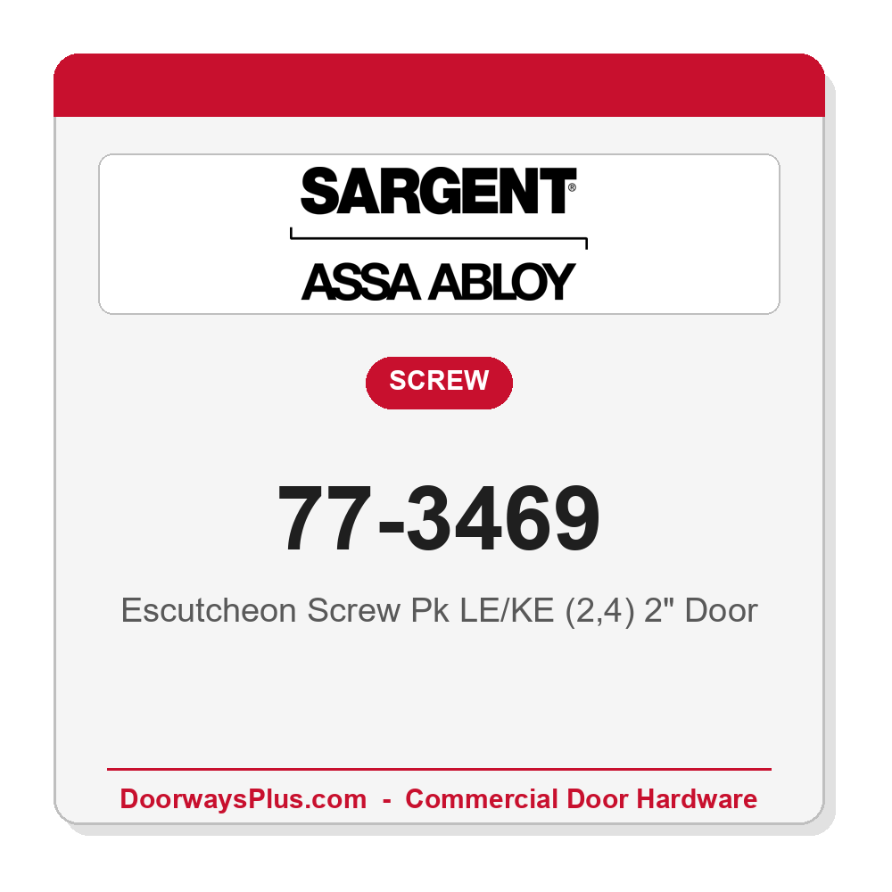Sargent 77-3469 Escutcheon Screw Pk LE/KE (2,4) 2" Door