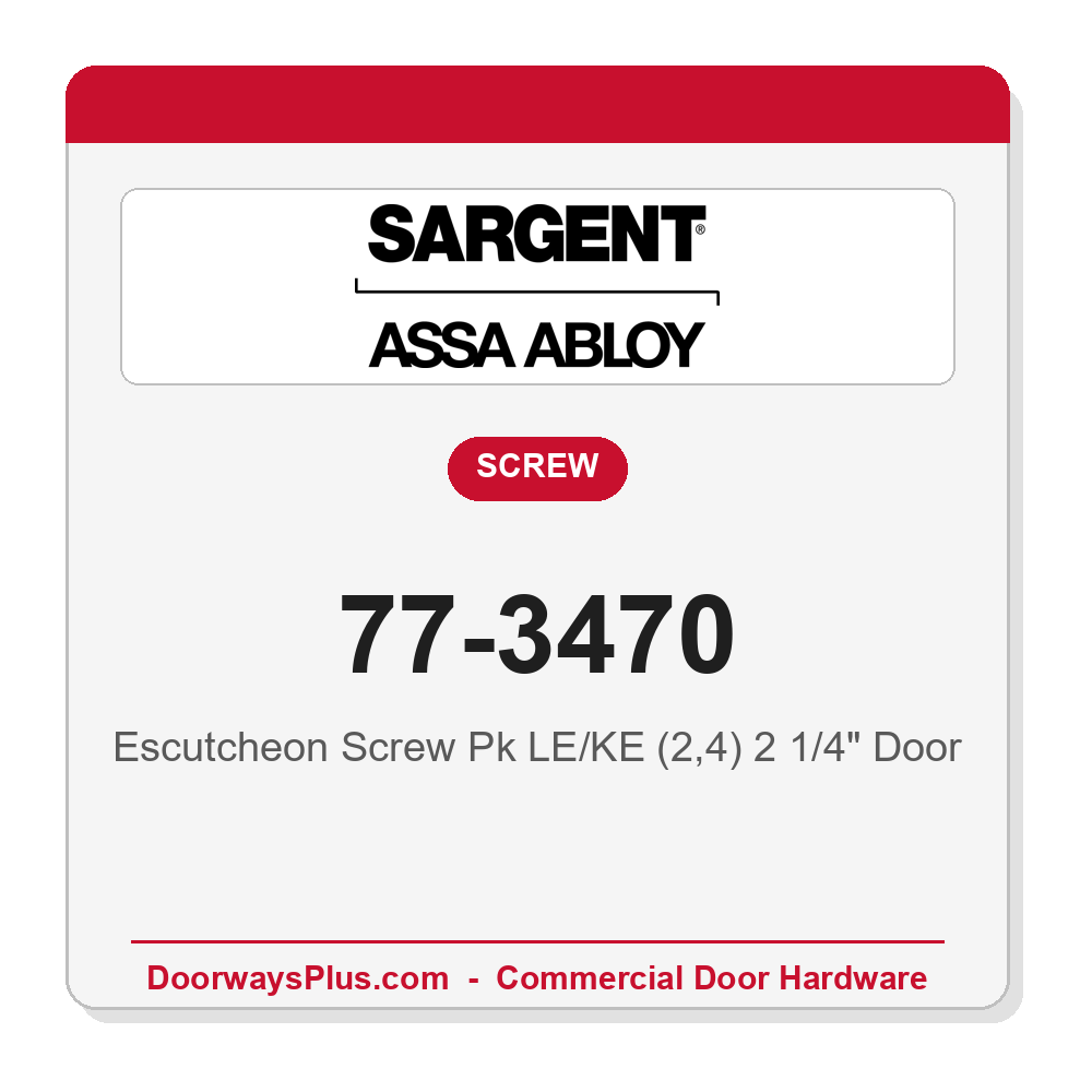 Sargent 77-3470 Escutcheon Screw Pk LE/KE (2,4) 2 1/4" Door