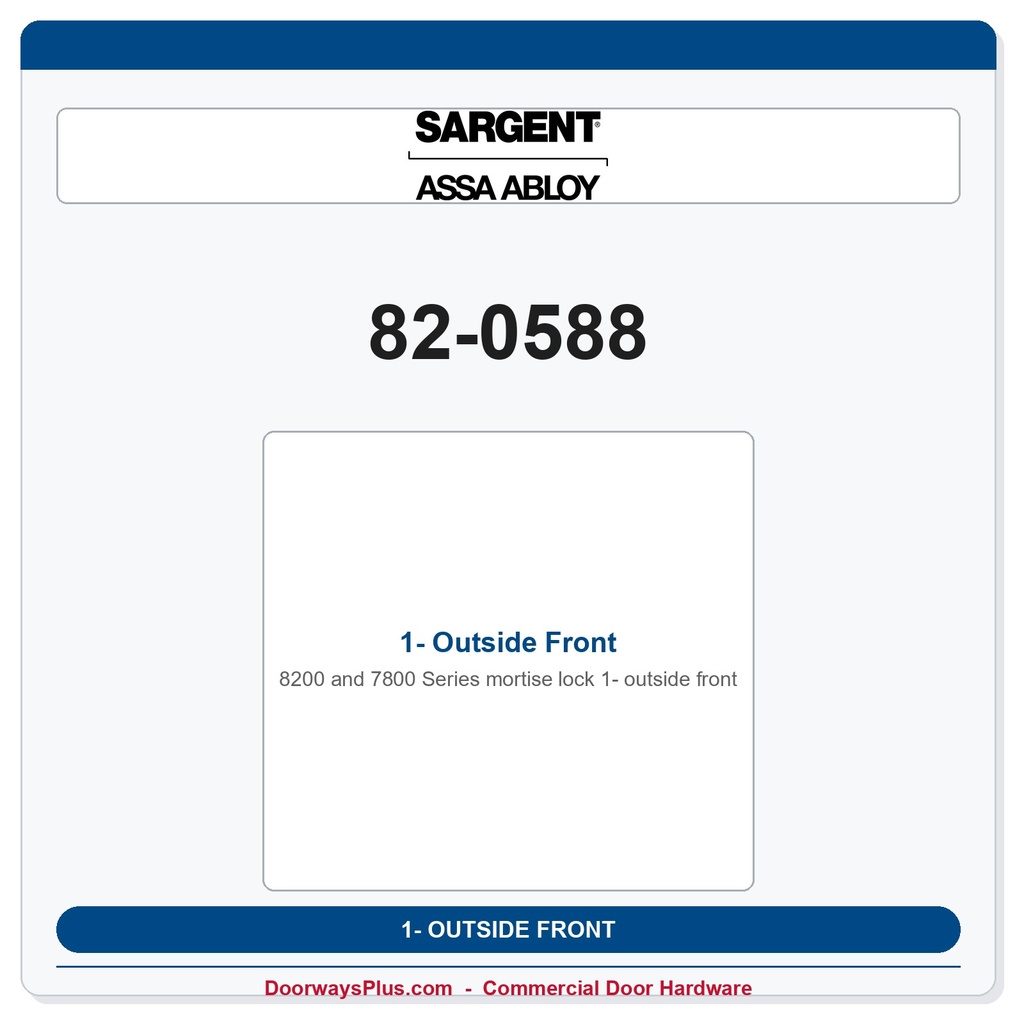 Sargent 82-0588 Outside Front – 8200 & 7800 Series Mortise Lock Faceplate