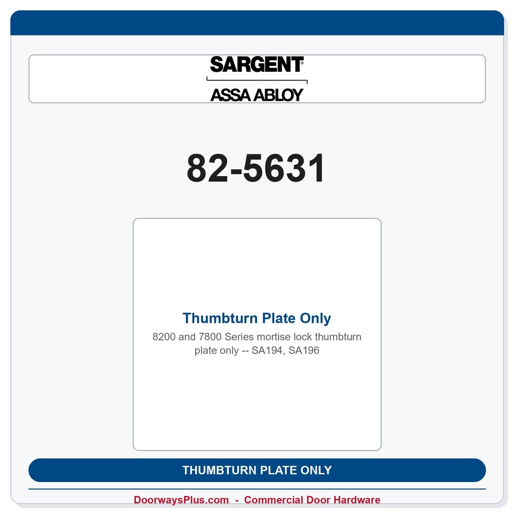 Sargent 82-5631 Thumbturn Plate Only - SA194, SA196